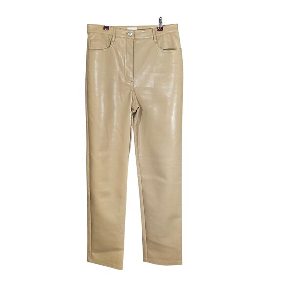 Aritzia Wilfred Melina Super High-Rise Faux Leather Pants in Light Taupe - Picture 4 of 9